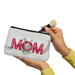White mom leaf Make up Pouch