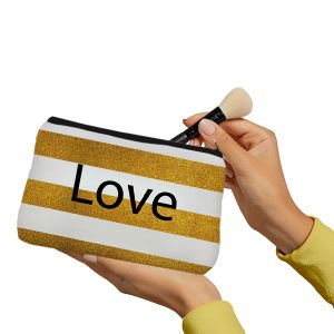 Glitter golden love Make up Pouch