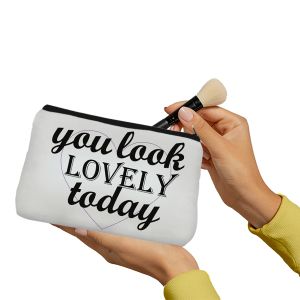 White heart lovely Make up Pouch