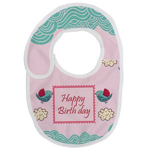 Happy Birthday Text Printed Personalised Baby Bib Soft Polyester Fabric