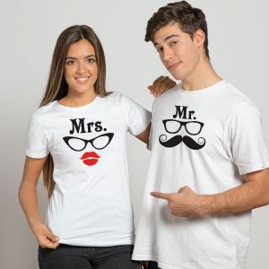 Custom Unique Text Printed  Couple T-Shirt