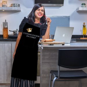 Commander in Chef Printed Customised Full Apron Best Gift for Chef, Kitchen Apron