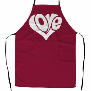Love Text Printed Beautiful Full Apron with Adjustable Neck Strap and Pocket