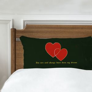 Black Color Heart Shape Printed Set of 1 Customised Pillow Cover
