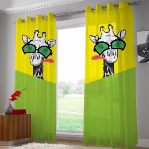 Animal Cartoon Designed Customised Door Curtain Set of 1 in Multiple Colors 