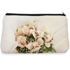 White rose flower Make up Pouch