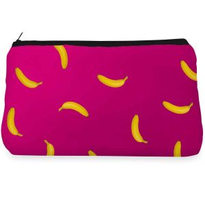 Beige Striped Make up Pouch