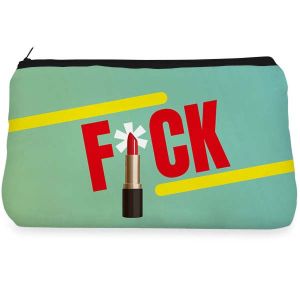 Beige Striped Make up Pouch