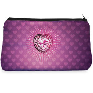 Purple heart diamond Make up pouch