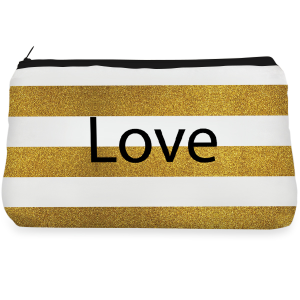 Glitter golden love Make up Pouch