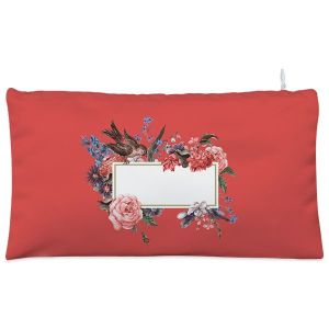 Red floral and bird Cosmetic Pouch