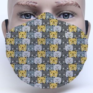 Cat Face Cartoon Printed Cute Face Mask Custom Printed with Name, Photo, Artworks