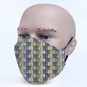 Cat Face Cartoon Printed Cute Face Mask Custom Printed with Name, Photo, Artworks