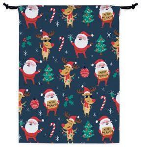 Santa's Reindeer Santa Sack Bag with string