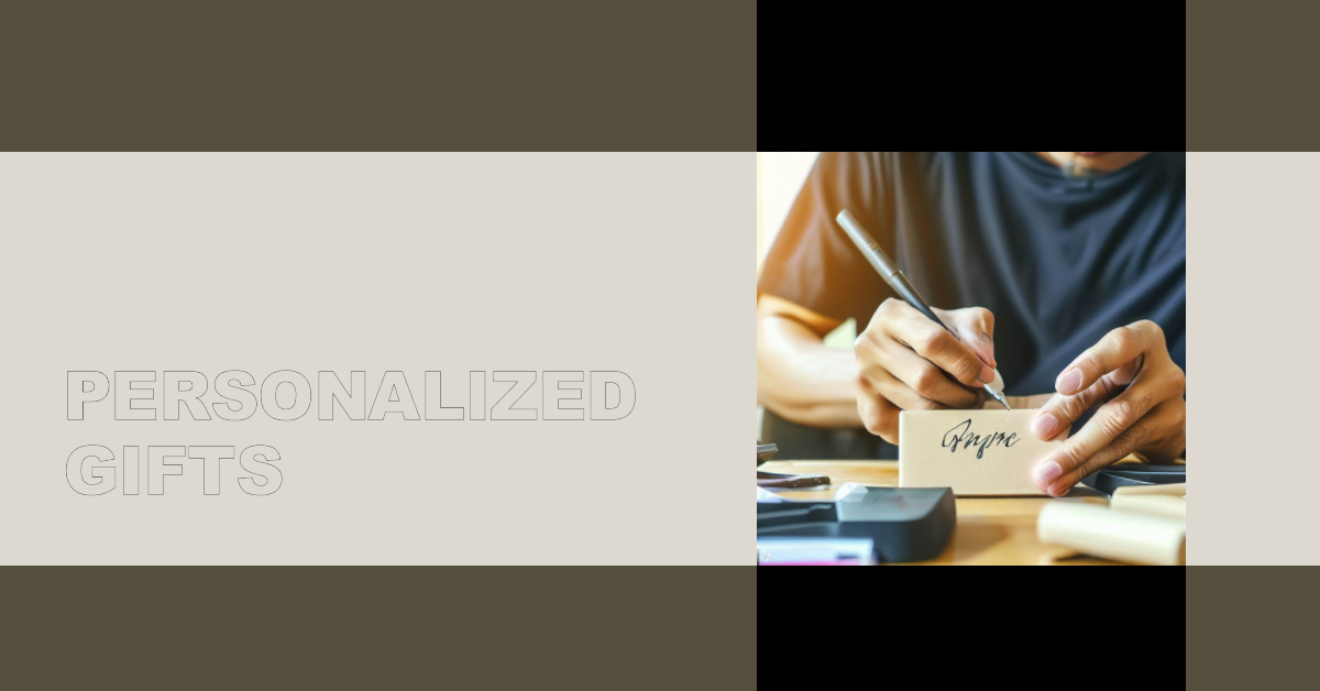 Image of a person carefully customizing a gift with a name or initials, showcasing the art of personalization and thoughtfulness.